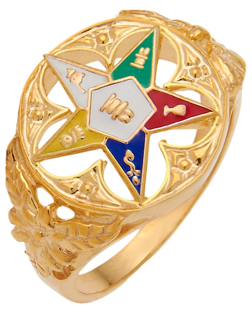 US Jewels Ladies Vermeil Masonic Freemason Eastern Star Ring (Size 7)