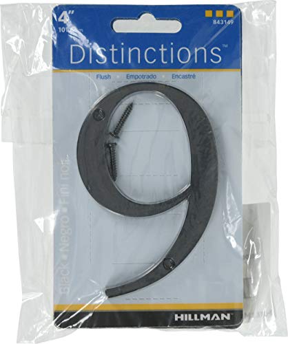 Distinctions 843149 Black Flush-Mount 4-Inch House Number 9