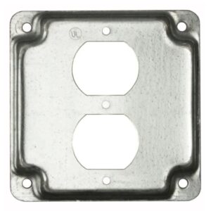 hubbell-raco 902c 1 duplex receptacle 4-inch square exposed work cover, silver