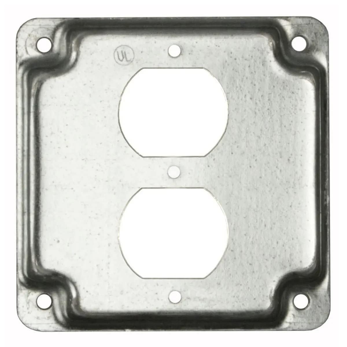 Hubbell-Raco 902C 1 Duplex Receptacle 4-Inch Square Exposed Work Cover, Silver