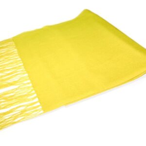 Biagio 100% Wool Pashmina Solid Scarf YELLOW Color Womens Shawl Wrap Scarves