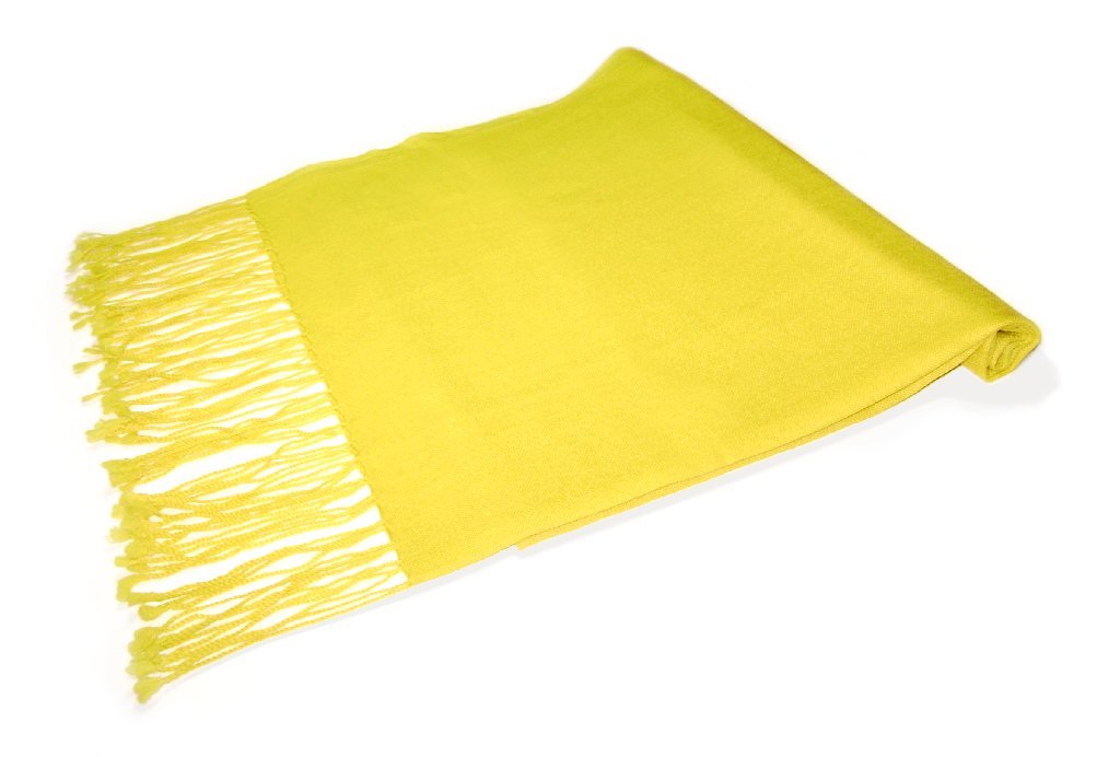 Biagio 100% Wool Pashmina Solid Scarf YELLOW Color Womens Shawl Wrap Scarves