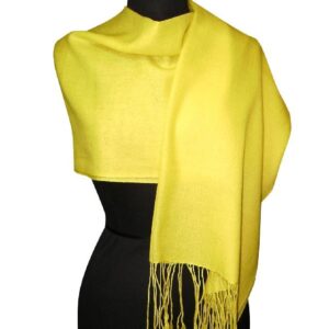 Biagio 100% Wool Pashmina Solid Scarf YELLOW Color Womens Shawl Wrap Scarves