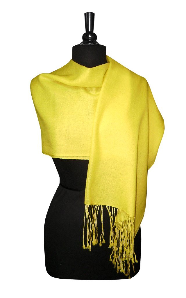 Biagio 100% Wool Pashmina Solid Scarf YELLOW Color Womens Shawl Wrap Scarves