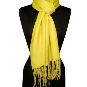 Biagio 100% Wool Pashmina Solid Scarf YELLOW Color Womens Shawl Wrap Scarves