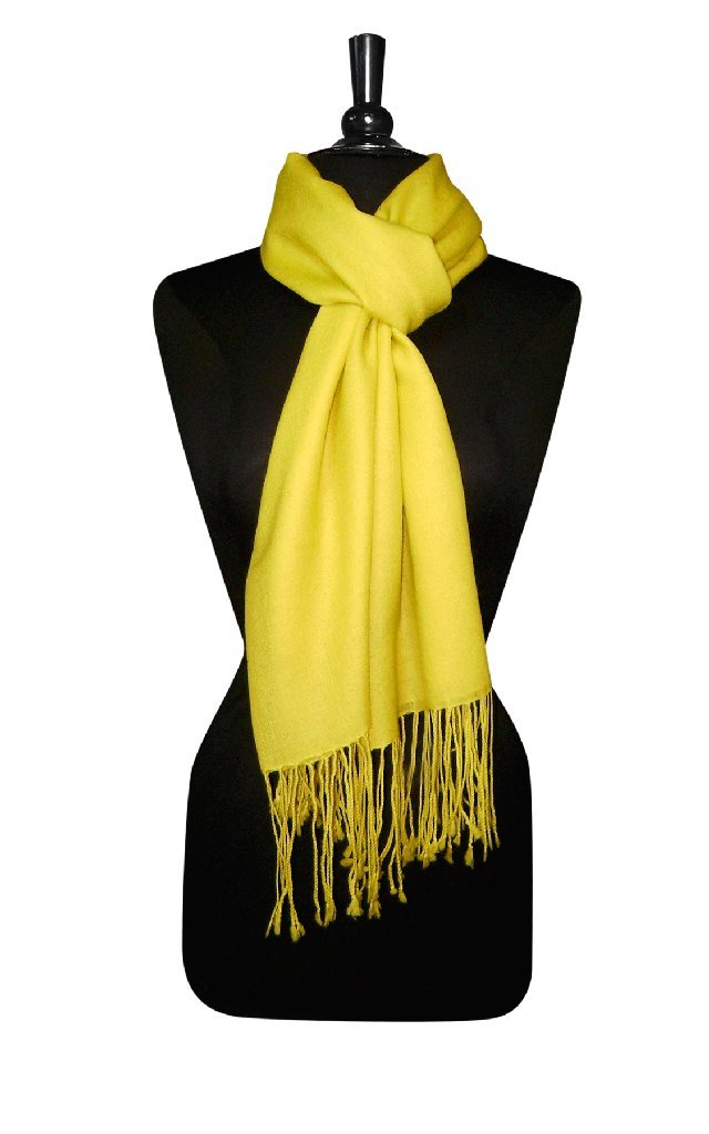 Biagio 100% Wool Pashmina Solid Scarf YELLOW Color Womens Shawl Wrap Scarves