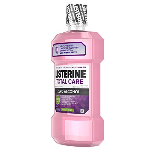 Listerine Total Care Alcohol-Free Anticavity Mouthwash, 6 Benefit Fluoride Mouthwash for Bad Breath and Enamel Strength, Fresh Mint Flavor, 1 L