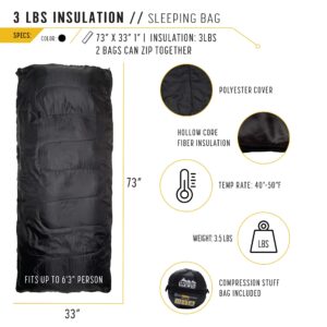 WFS 40 Degree Sleeping Bag, Black