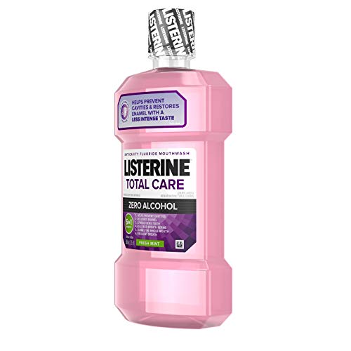 Listerine Total Care Alcohol-Free Anticavity Mouthwash, 6 Benefit Fluoride Mouthwash for Bad Breath and Enamel Strength, Fresh Mint Flavor, 500 mL