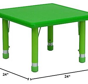 Flash Furniture Wren 24'' Square Green Plastic Height Adjustable Activity Table