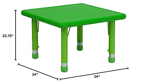 Flash Furniture Wren 24'' Square Green Plastic Height Adjustable Activity Table