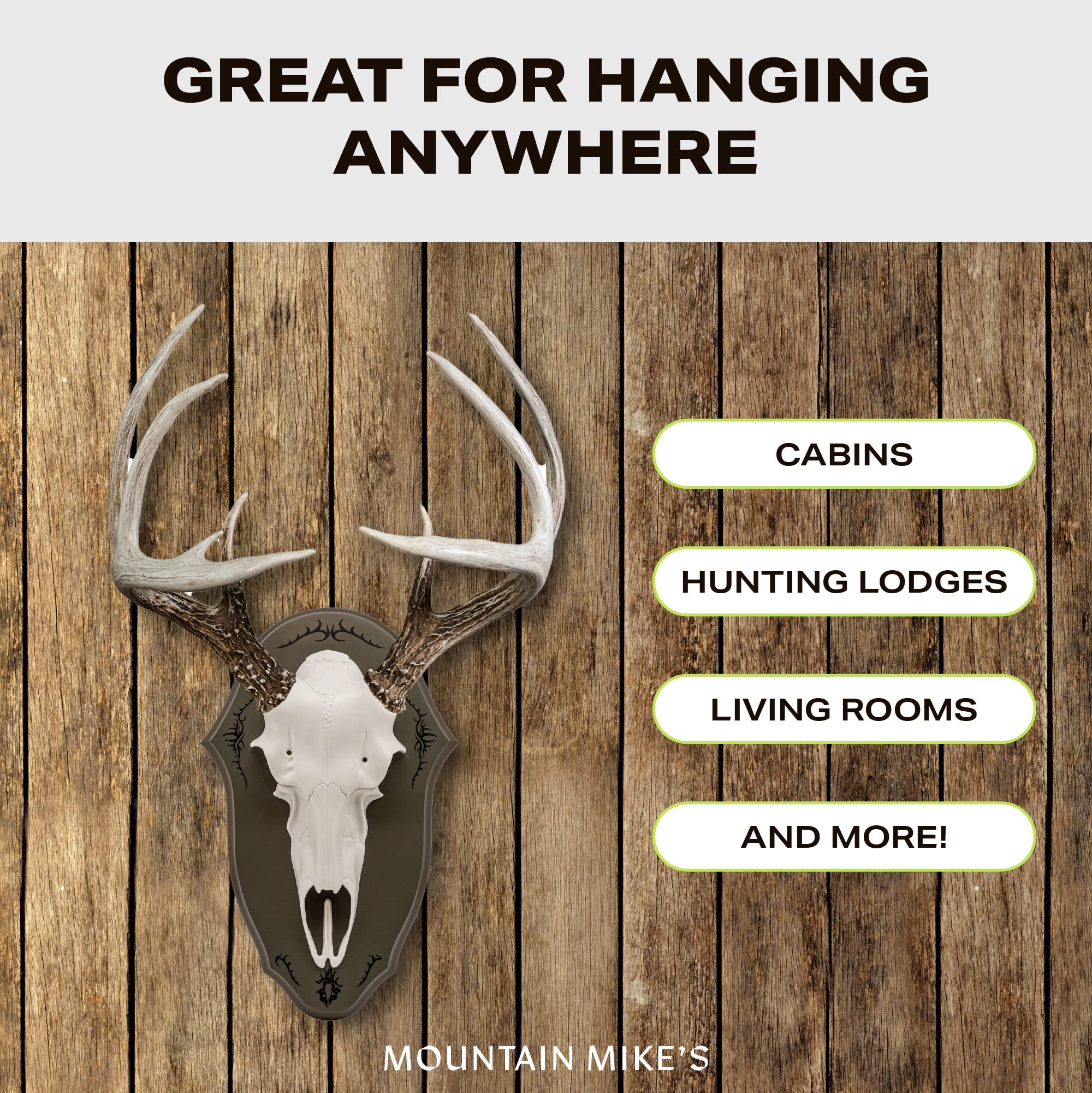 Mountain Mikes Black Forest Antler Mounting Kit - Traditional Half-Skull Deer Mounting Kit - Compatible with Harvested and Shed Antlers - Universal Rustic Home Decor Inspired by The Great Outdoors