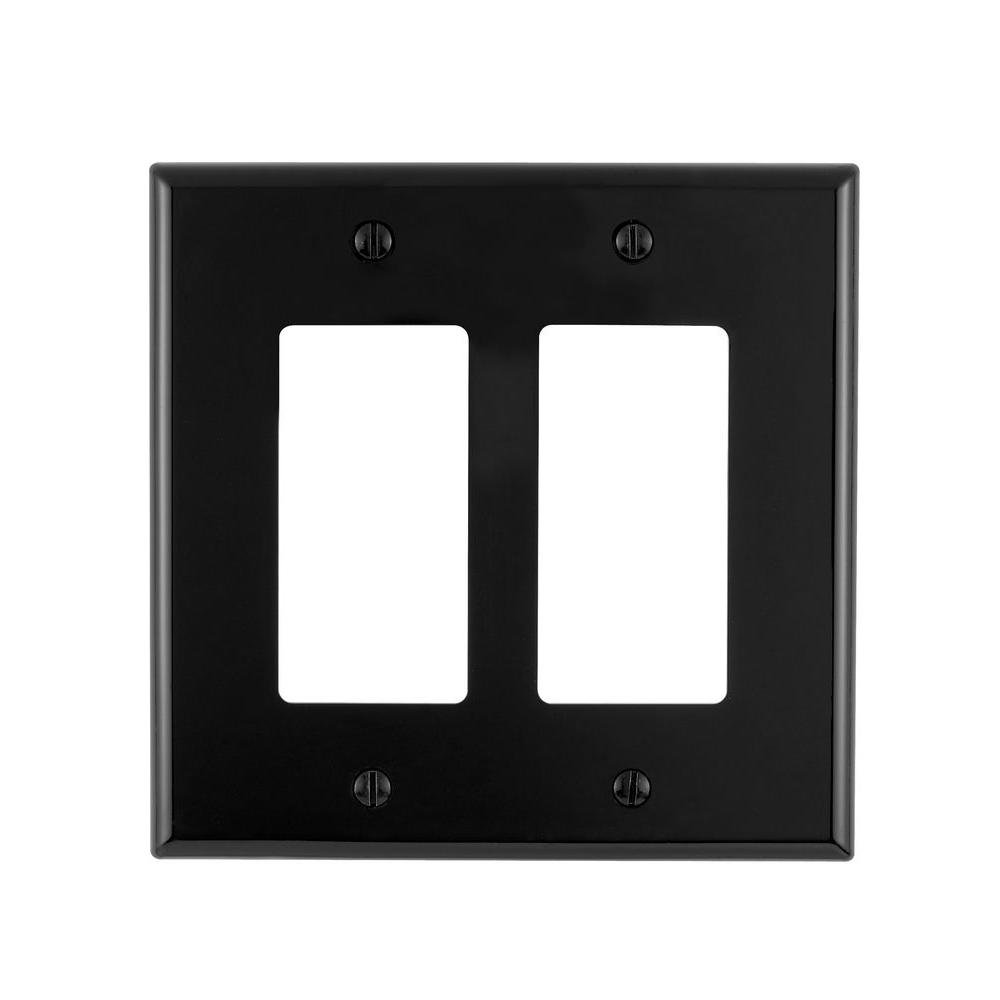 Leviton 004-80409-00E 2 Gang Black Decora Wallplate