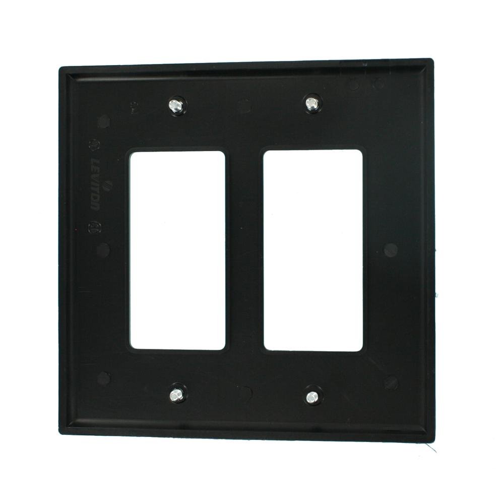 Leviton 004-80409-00E 2 Gang Black Decora Wallplate