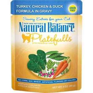 Natural Balance Indoor Platefuls Turkey/Chicken/Duck Cat Pouch, 3 Oz