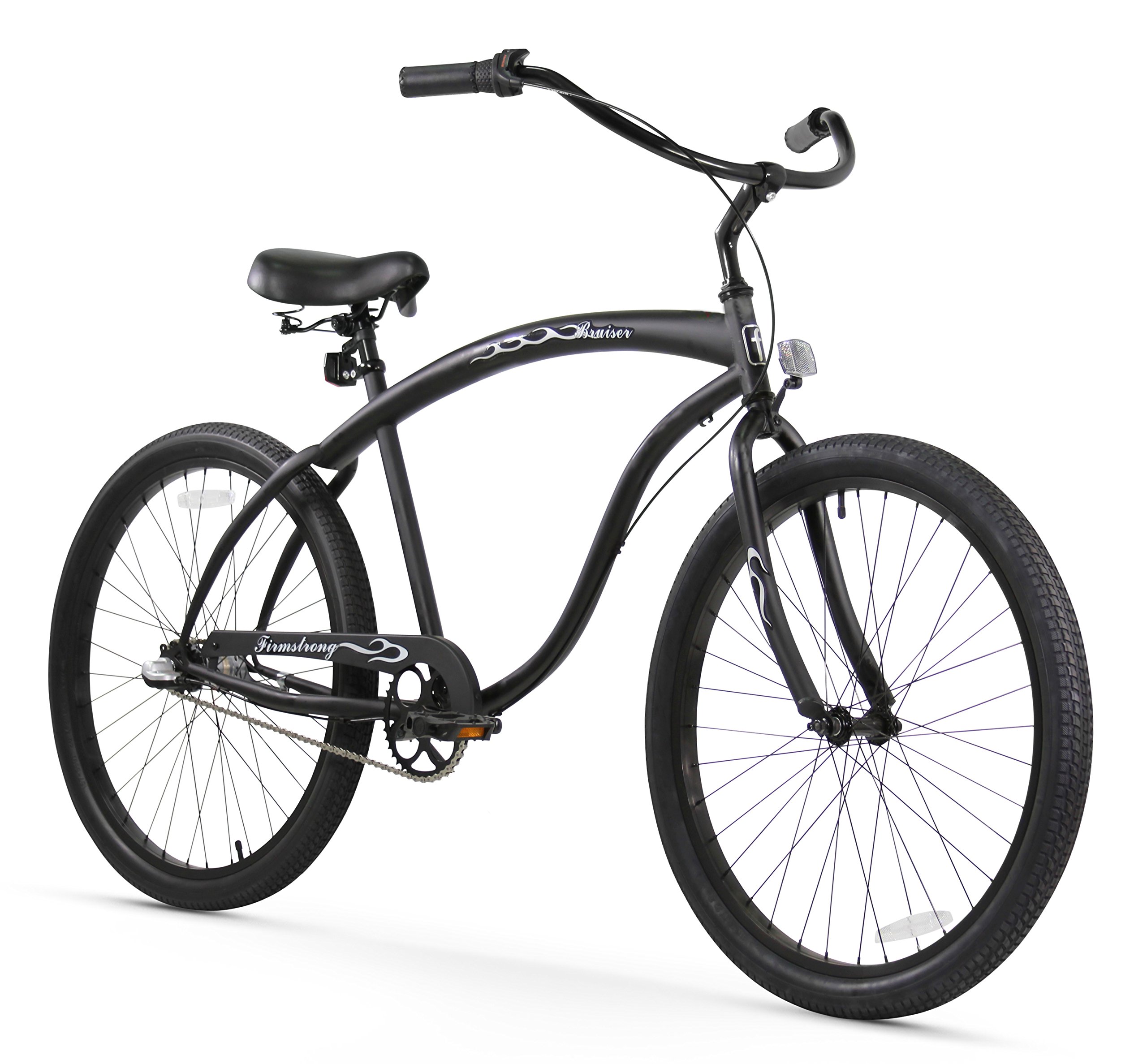 Firmstrong Bruiser Man 3-Speed Beach Cruiser Bicycle, 26-Inch, Matte Black,15154