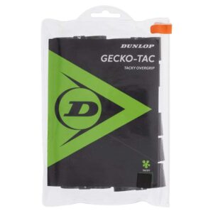 dunlop sports gecko tac tennis overgrip, 12-grip pack, black