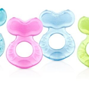 Nuby Silicone Teethe-eez Teether with Bristles, Includes Hygienic Case, Colors May Vary