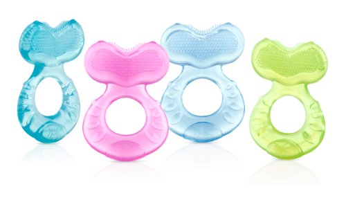 Nuby Silicone Teethe-eez Teether with Bristles, Includes Hygienic Case, Colors May Vary