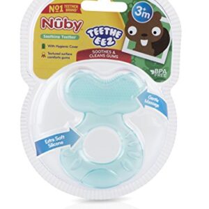 Nuby Silicone Teethe-eez Teether with Bristles, Includes Hygienic Case, Colors May Vary