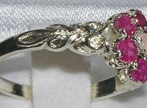 LetsBuyGold 925 Sterling Silver Natural Opal and Ruby Womens Promise Ring - Size 6.5