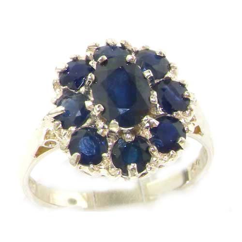 LetsBuyGold 925 Sterling Silver Real Genuine Sapphire Womens Band Ring - Size 10