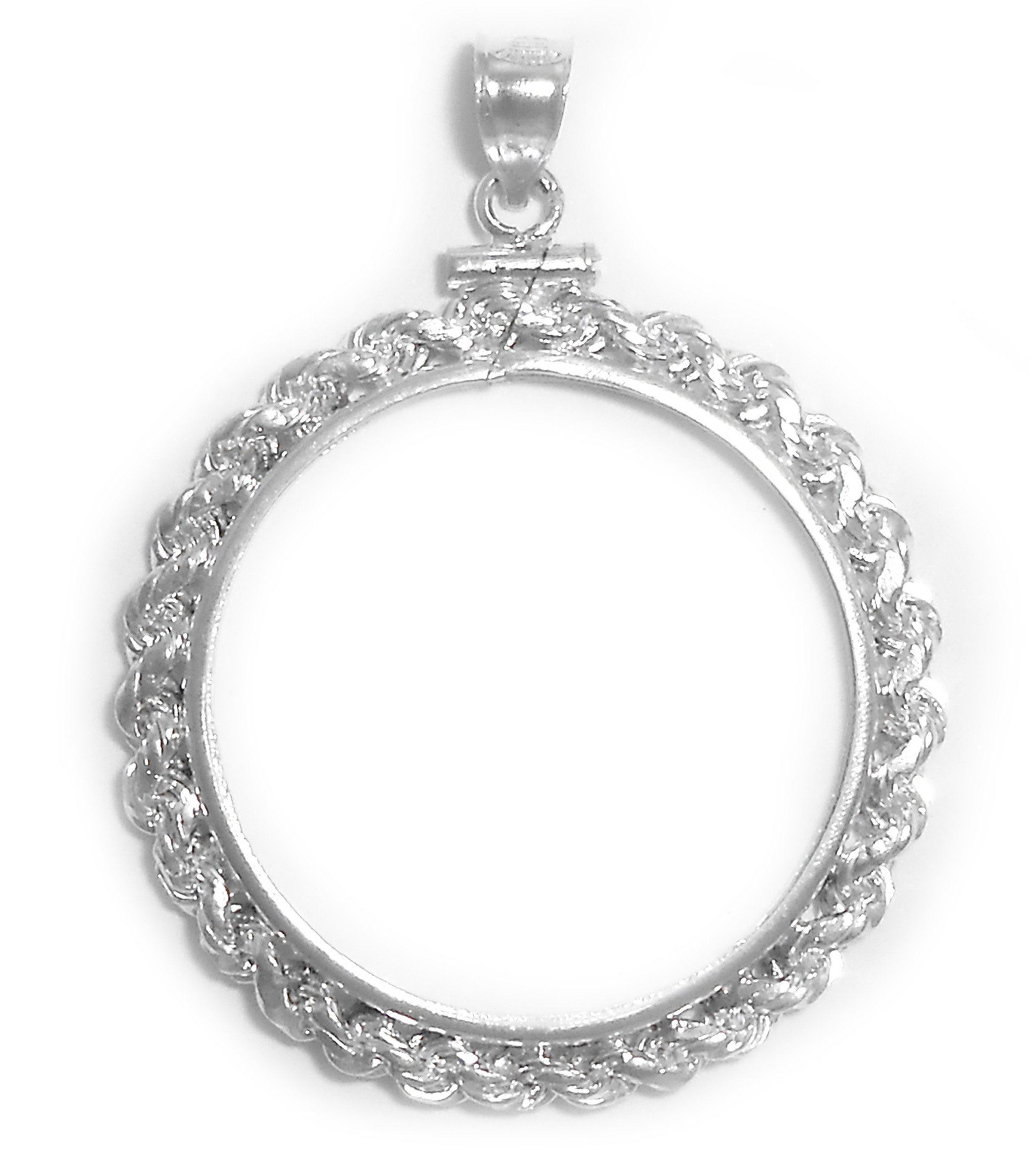 Flintski Jewelry Coin Bezel 1/20 oz Maple Leaf Sterling Silver Rope