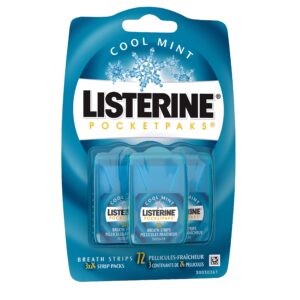 listerine pocketpaks breath strips, cool mint, 72 count (pack of 2)