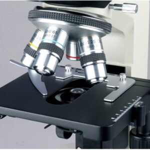 AmScope T490A-PCS Compound Trinocular Microscope, WF10x and WF16x Eyepieces, 40X-1600X Magnification, Brightfield, Halogen Illumination, Abbe Condenser, Double-Layer Mechanical Stage, Sliding Head, High-Resolution Optics, Includes 3 Phase-Contrast Objecti