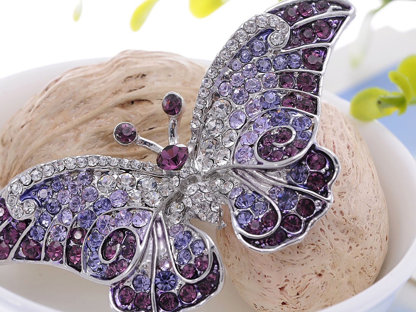 Alilang Empress Monarch Winged Butterfly Crystal Rhinestone Brooch Pin