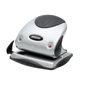 Rexel Precision 225 2 Hole Punch, 25 Sheet Capacity, Paper Alignment Indicator, Metal, Silver/Black, 2100743