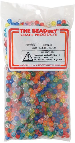 The Beadery 6mm Faceted Bead, 1080-Piece, Multi