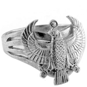 egyptian jewelry silver horus falcon ring - size 10