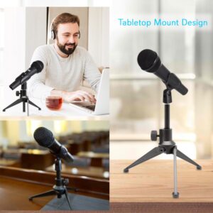 Pyle Desktop Tripod Microphone Stand - Adjustable Height 4.7'' to 8.7'' Inch High with Heavy Duty Clutch Support Weight 5 Lbs. - Ideal for Recording Podcast or Desktop Application PMKSDT25