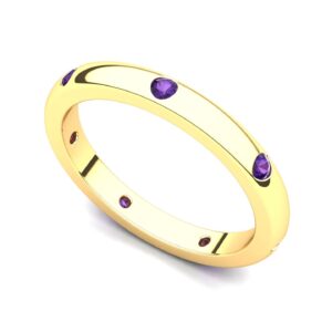 juno jewelry 14k yellow gold bezel set amethyst semi eternity band ring, 9