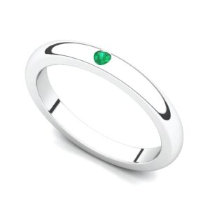 juno jewelry 18k white gold bezel set emerald band ring, 5