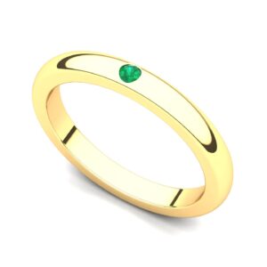 juno jewelry 18k yellow gold bezel set emerald band ring, 6.5