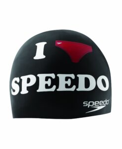 speedo silicone 'i heart speedo' swim cap, black