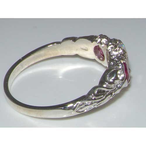 LetsBuyGold 925 Sterling Silver Natural Opal and Ruby Womens Promise Ring - Size 6.5