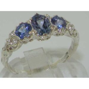 LetsBuyGold 925 Sterling Silver Real Genuine Tanzanite Womens Promise Ring - Size 9