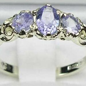 LetsBuyGold 925 Sterling Silver Real Genuine Tanzanite Womens Promise Ring - Size 9