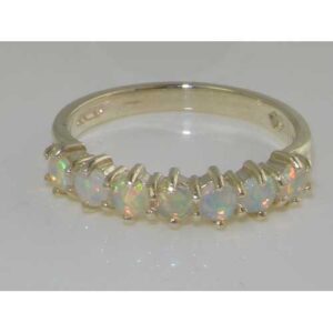 LetsBuyGold 925 Sterling Silver Natural Opal Womens Eternity Ring - Size 8.5