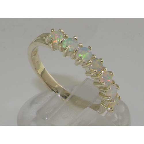 LetsBuyGold 925 Sterling Silver Natural Opal Womens Eternity Ring - Size 8.5