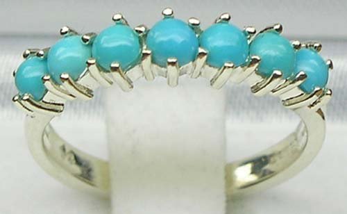 LetsBuyGold 925 Sterling Silver Real Genuine Turquoise Womens Anniversary Ring - Size 8