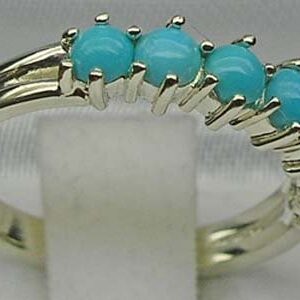 LetsBuyGold 925 Sterling Silver Real Genuine Turquoise Womens Anniversary Ring - Size 8