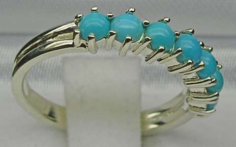 LetsBuyGold 925 Sterling Silver Real Genuine Turquoise Womens Anniversary Ring - Size 8