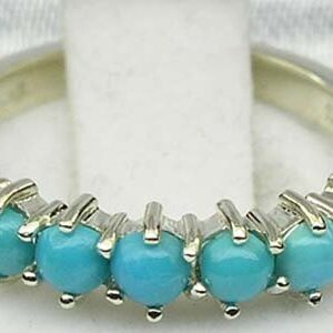 LetsBuyGold 925 Sterling Silver Real Genuine Turquoise Womens Anniversary Ring - Size 8