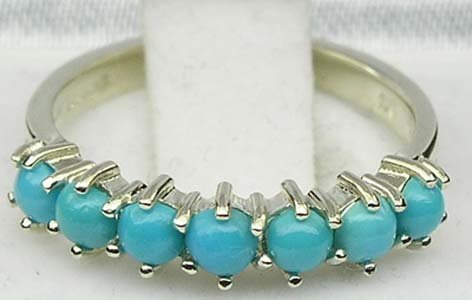 LetsBuyGold 925 Sterling Silver Real Genuine Turquoise Womens Anniversary Ring - Size 8