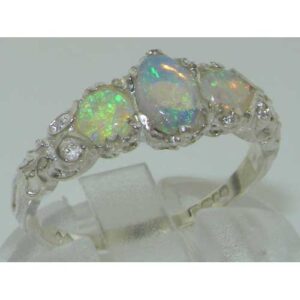 LetsBuyGold 925 Sterling Silver Natural Opal Womens Promise Ring - Size 7.5