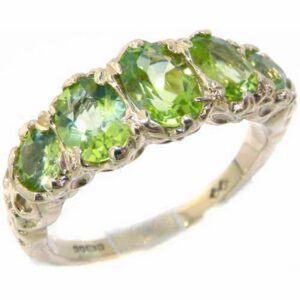 letsbuygold 925 sterling silver real genuine peridot womens band ring - size 12